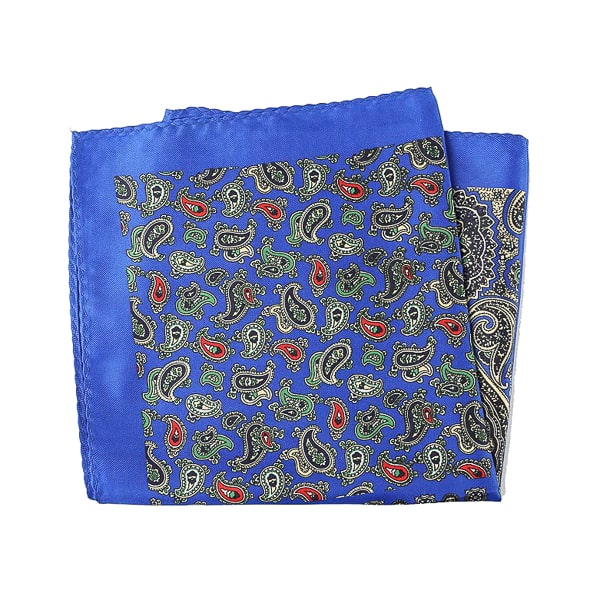 Antoki Blue Multi-Pattern Paisley Pocket Square for Men – Stylish & Classic