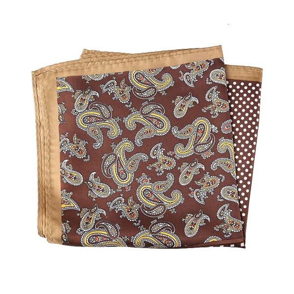 Antoki Brown Multi-Pattern Pocket Square for Men – Elegant & Timeless