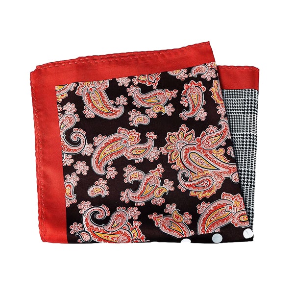 Antoki Brown & Red Multi-Pattern Pocket Square for Men – Stylish & Classic