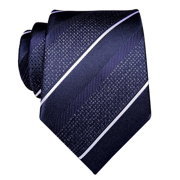 Antoki Dark Navy Blue Striped Silk Tie for Men – Stylish & Refined