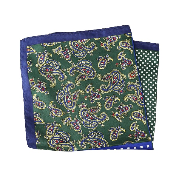 Antoki Green & Blue Multi-Pattern Pocket Square for Men – Elegant & Stylish