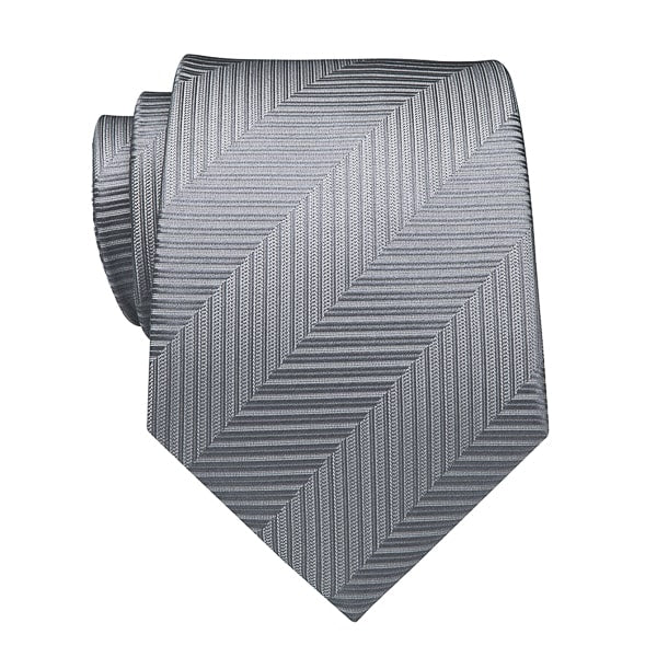 Antoki Grey Herringbone Silk Tie for Men – Classic & Sophisticated