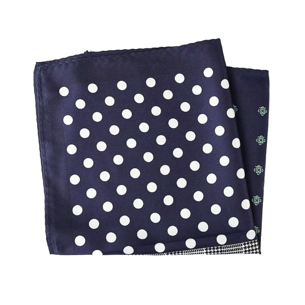 Antoki Navy Blue & Red Multi-Pattern Pocket Square for Men – Stylish & Sophisticated