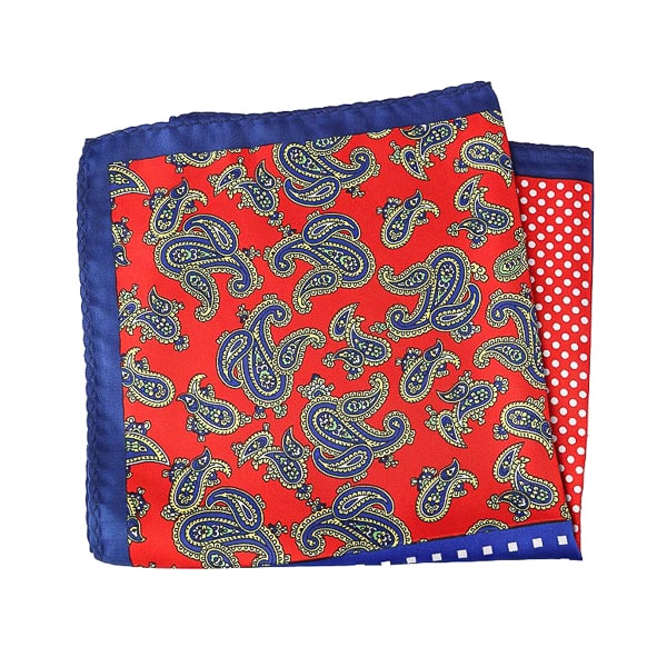 Antoki Red & Blue Multi-Pattern Pocket Square for Men – Stylish & Vibrant