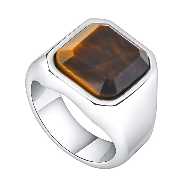 Antoki Brown Tiger Eye Square Ring for Men – Bold & Elegant